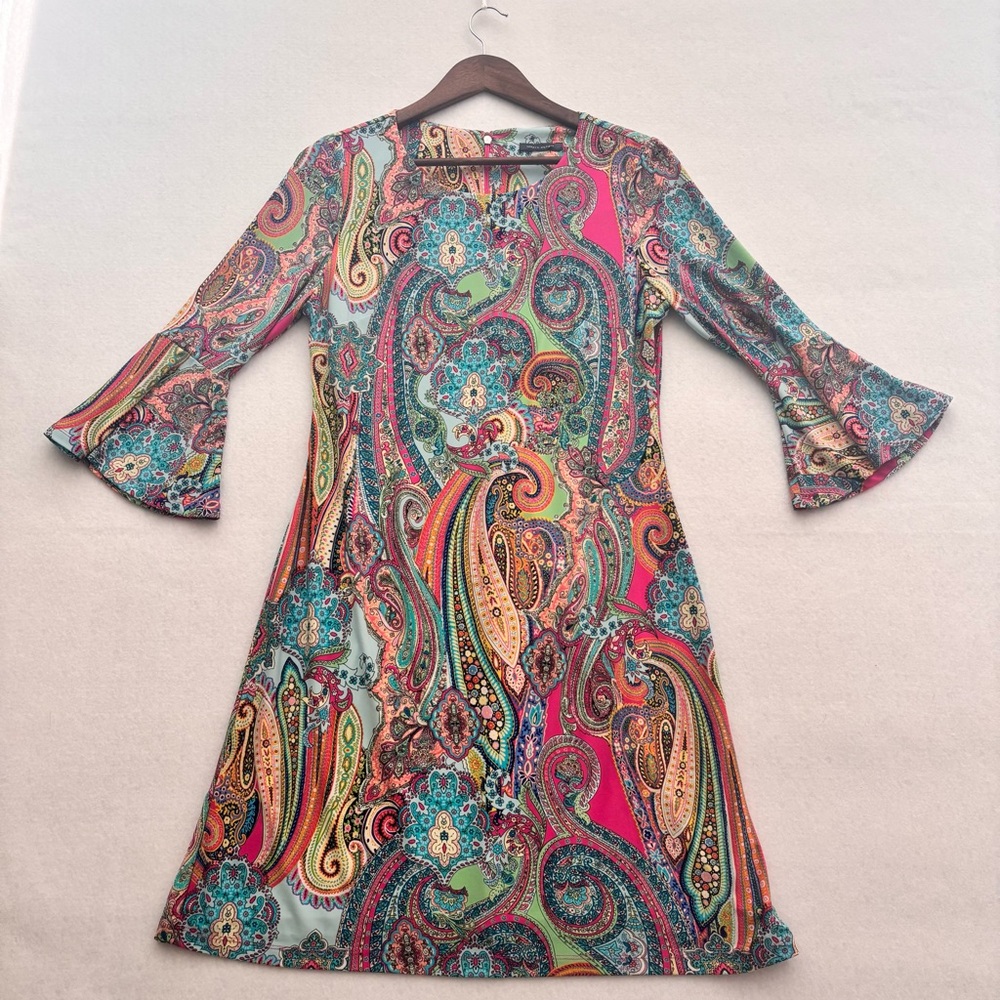 Tommy Hilfiger Multicolor Paisley 3/4 Sleeve Dress, Size 6